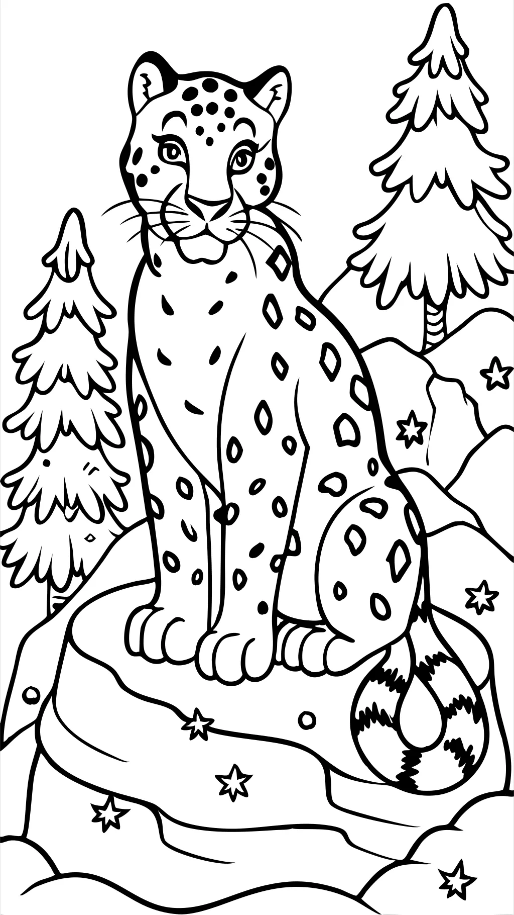 coloriage de léopard de neige